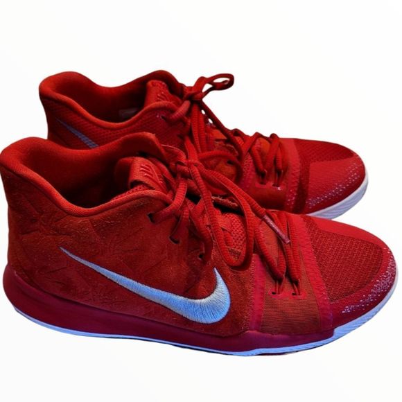 Nike KYRIE 3 GS Basketball Shoes University Red White Suede - Picture 2 of 5